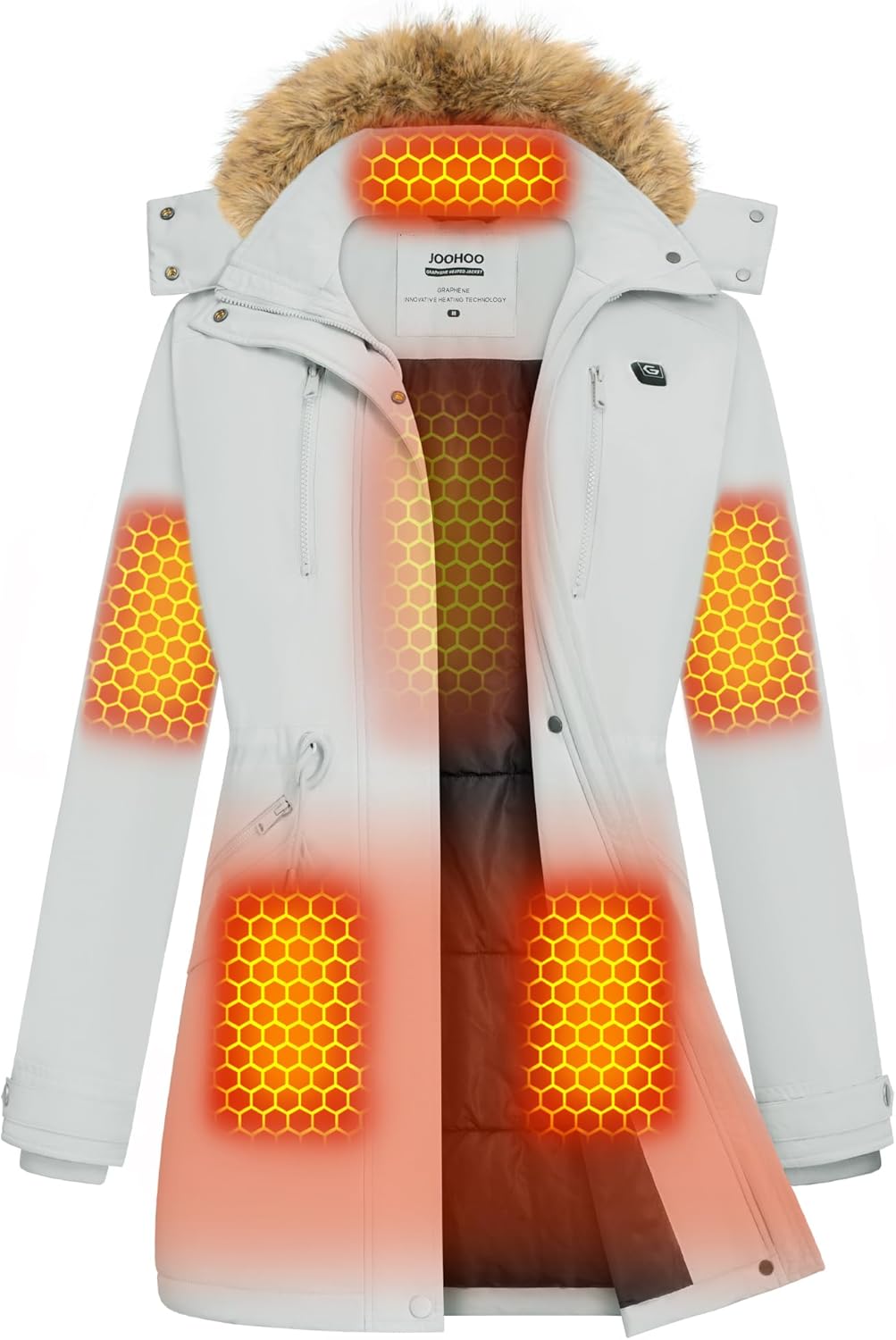 joohoo Graphene Heated Jacket Parka for Women with Rechargeable Battery Pack Included