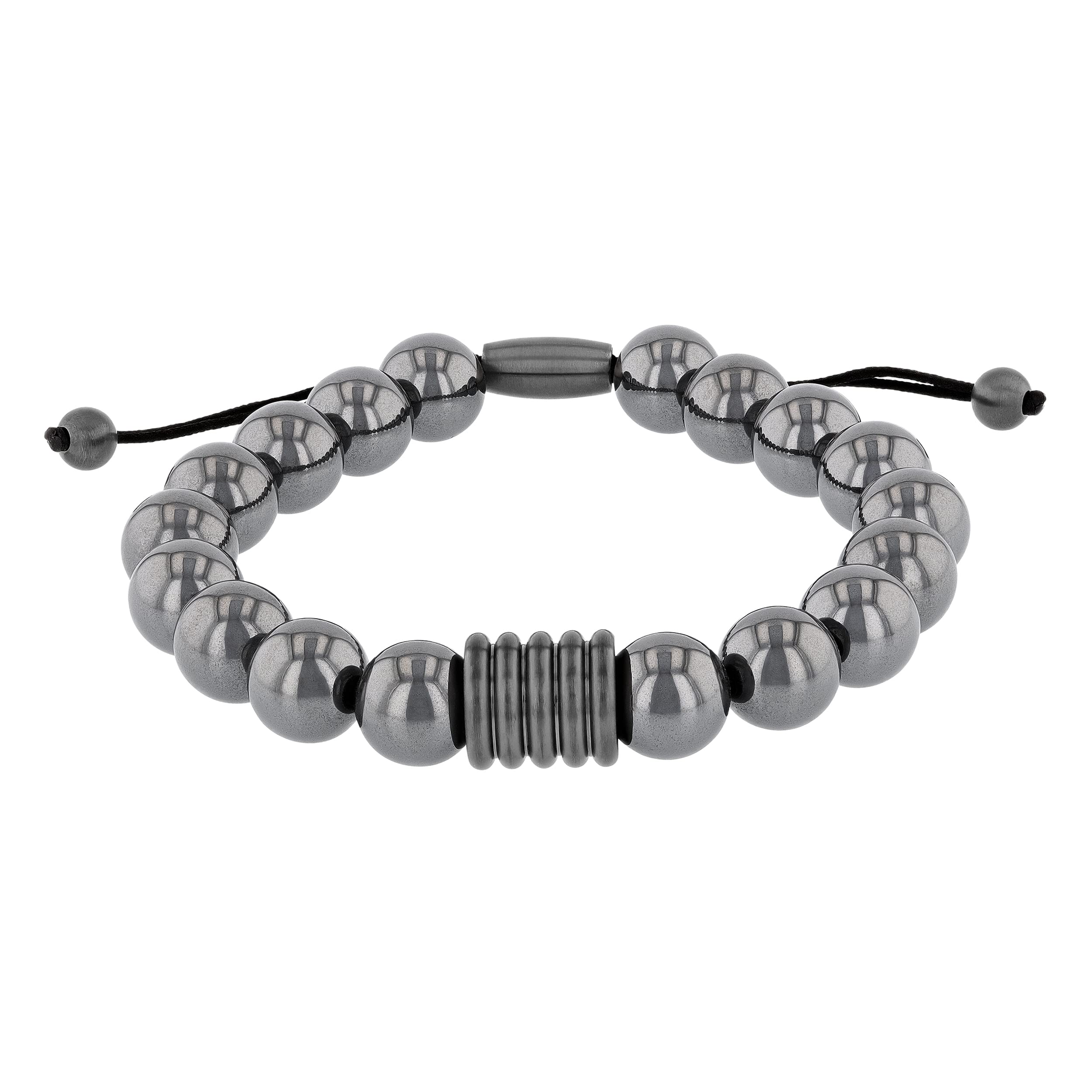 Mens Stainless Steel Bead Beaded Adjustable Nylon Bolo Bracelet - Choice of Color
