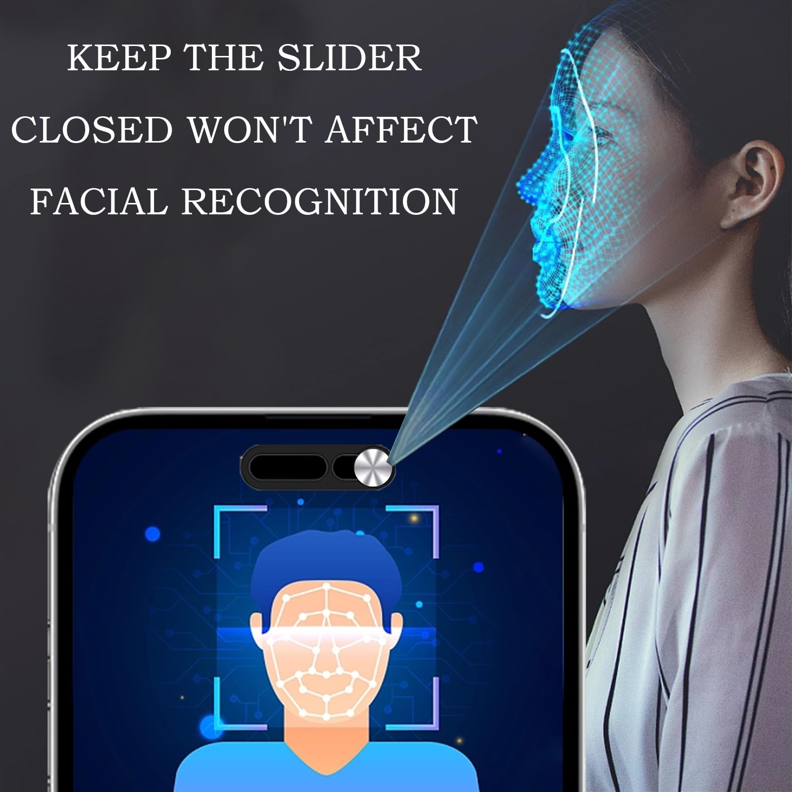 Cover per fotocamera frontale per telefono, compatibile con iPhone 14Pro, iPhone 14Pro Max, iPhone 15, iPhone 15Plus, iPhone 15Pro, iPhone 15Pro Max, protegge privacy e sicurezza, non influisce sul