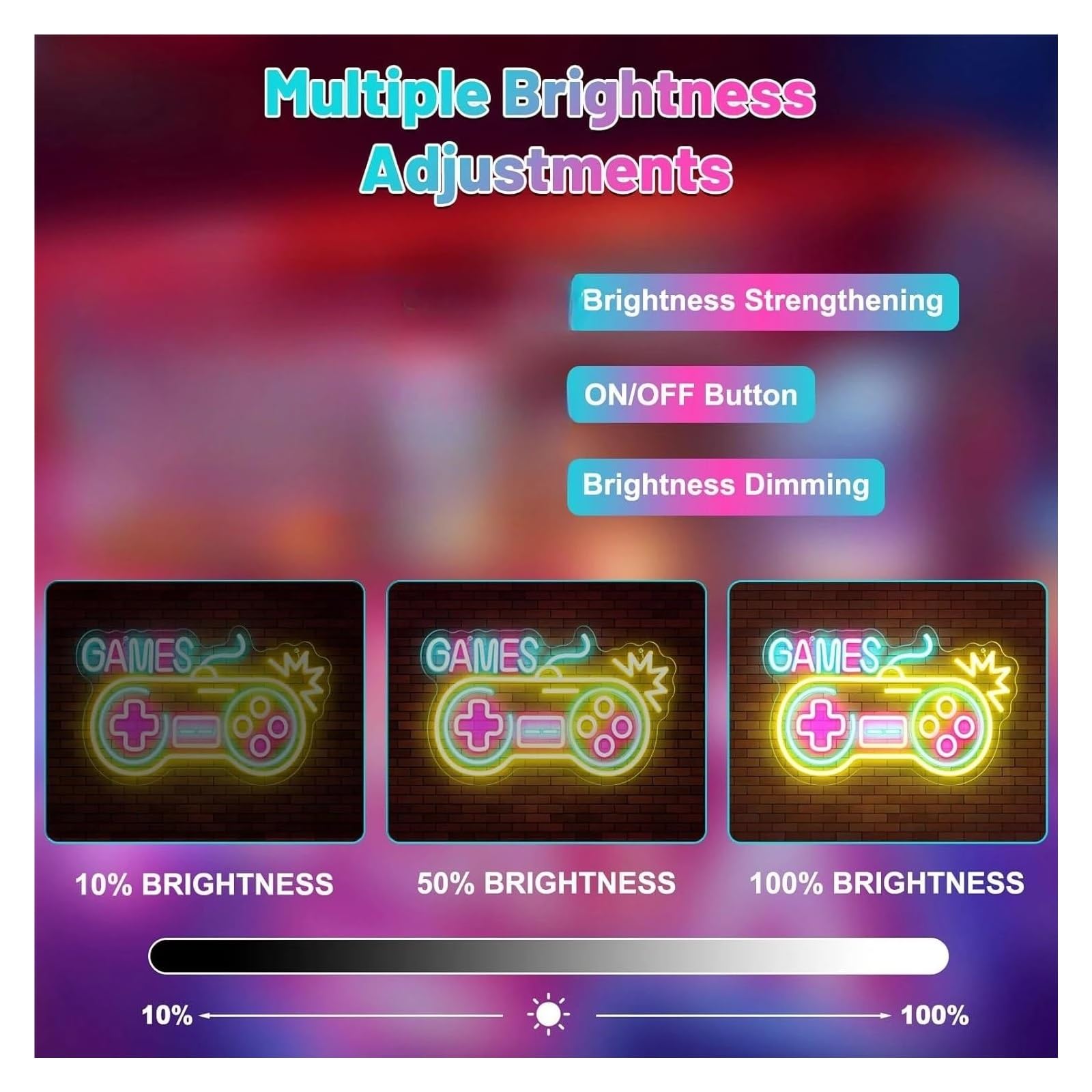 Decoración Lámparas Letrero De Neón Gamer Luz Regulable USB Para Bar Fiesta Hombre Cueva Habitación De Adolescente Hogar Cumpleaños Decoración Artística Pared 40cmx35cm