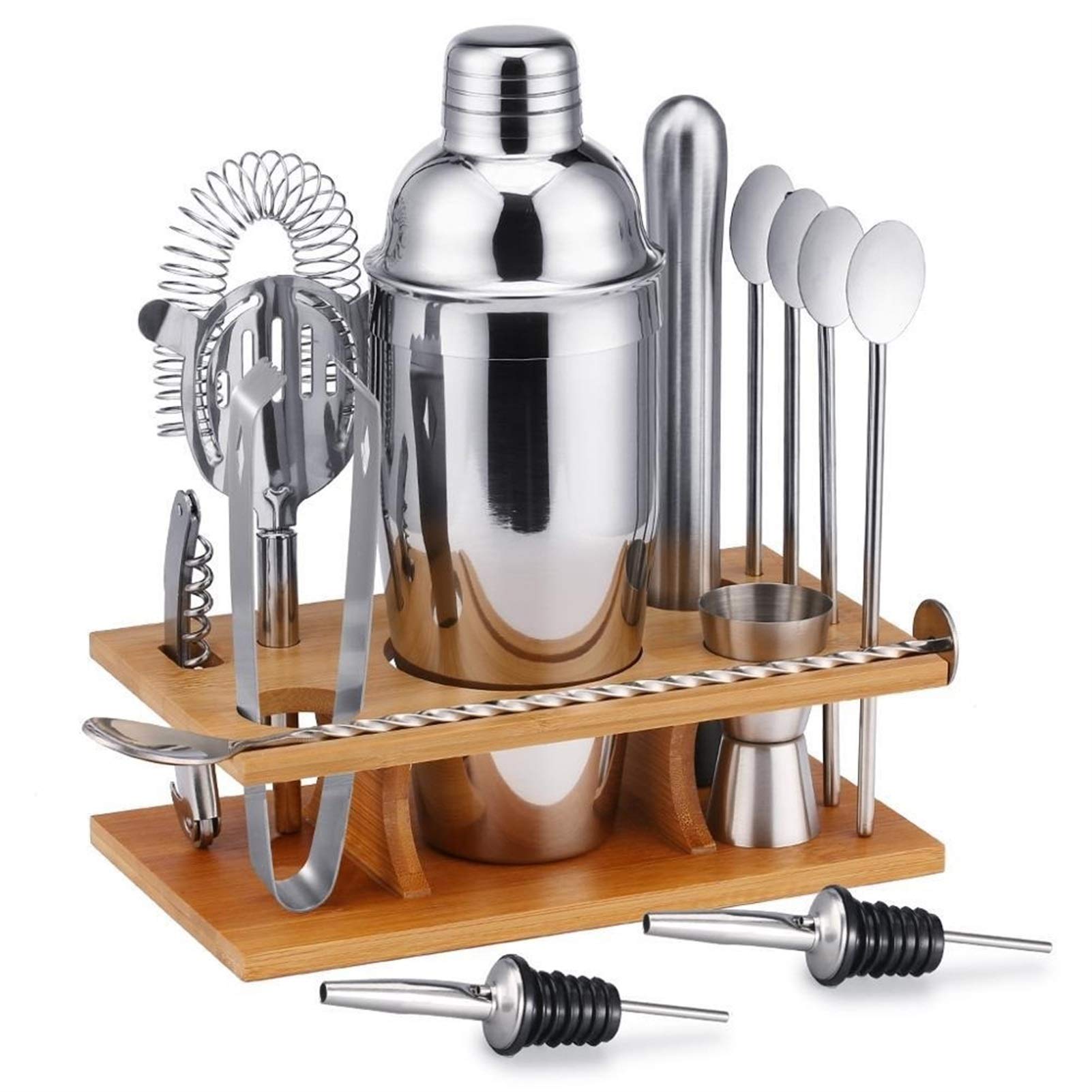 Barman Kit 14-Piece Cocktail Shaker Bar Set Acciaio Inossidabile Bartender Kit Mixer Drink Bartender Browserkit Bar Set Set Tool Accessori Strumenti Set Barman (Color : Silver, Size : 550)