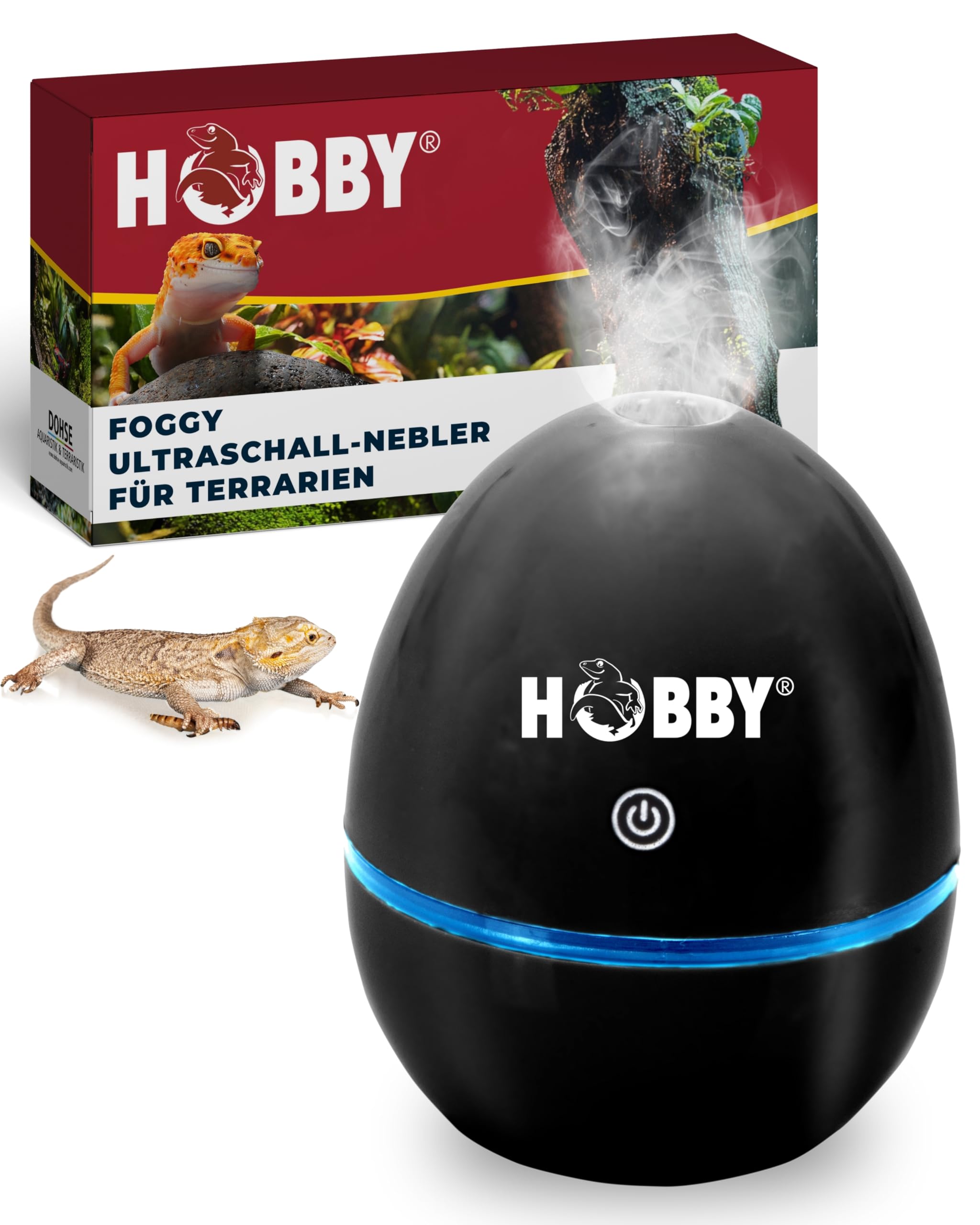 HOBBY Terraristik Foggy I Ultraschall-Nebler für Terrarien I hygienisch und wartungsfreundlich I Terrarium Luftbefeuchter I effiziente Benebelungsanlage mit 50 ml Vorratswasserbehälter