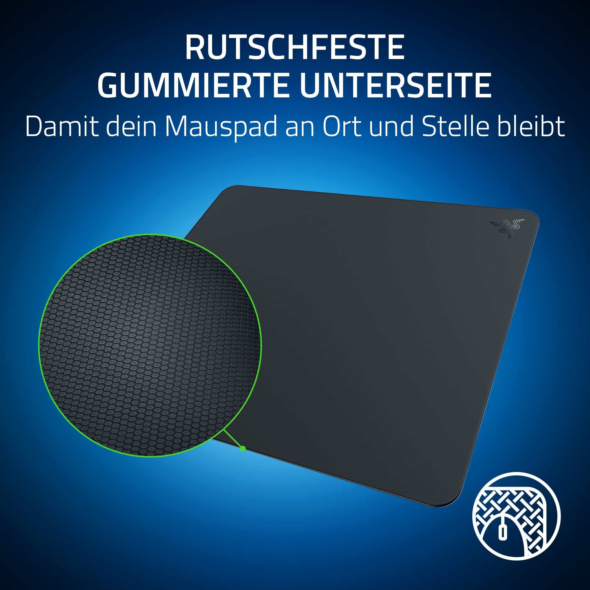 Razer Atlas - Glasmausmatte - Premium gehärtetes Glas-mauspad (Mikrogeätzte Ultra-Glatte Oberfläche, Schmutz- und kratzabweisend, Leisere Mausbewegungen, 450 x 400 x 5mm) Schwarz