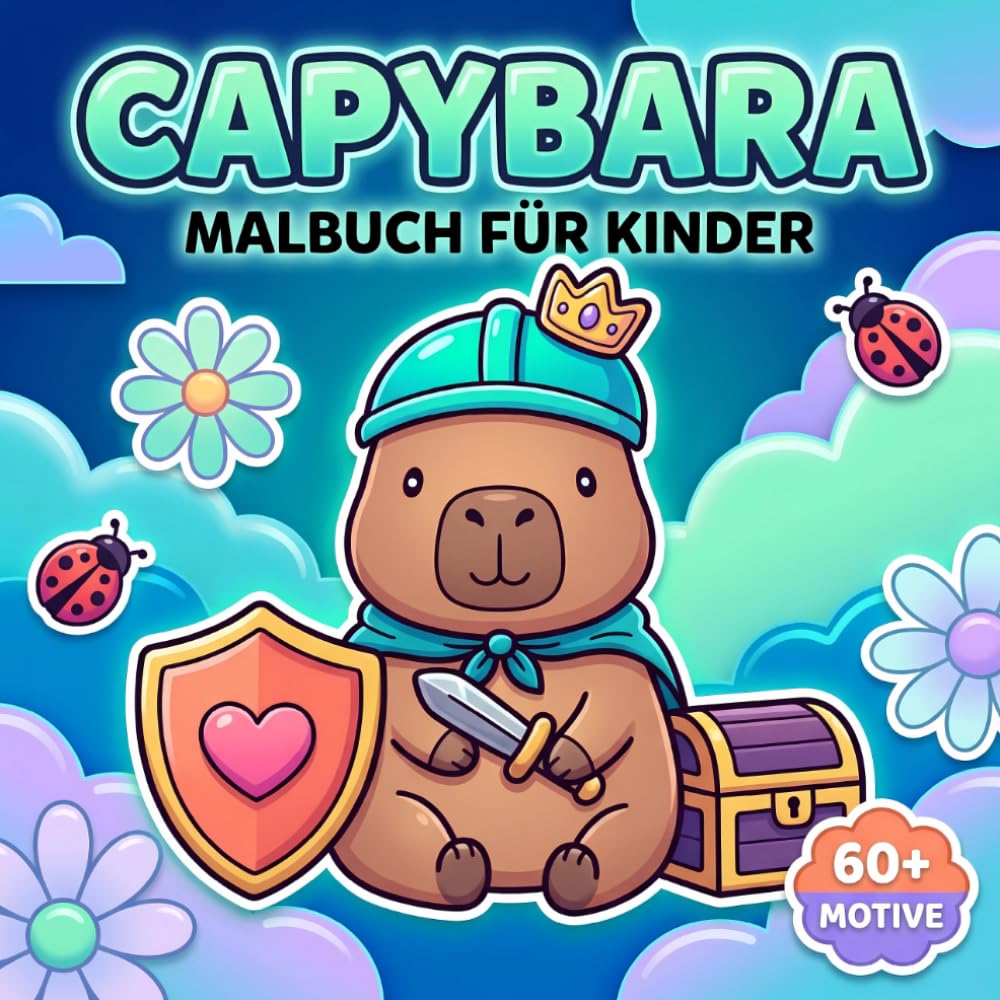 Capybara Malbuch: Über 60 Süße Und Fröhliche Motive Für Kinder Ab 6 Jahren Und Jugendliche Zum Kreativen Entspannen