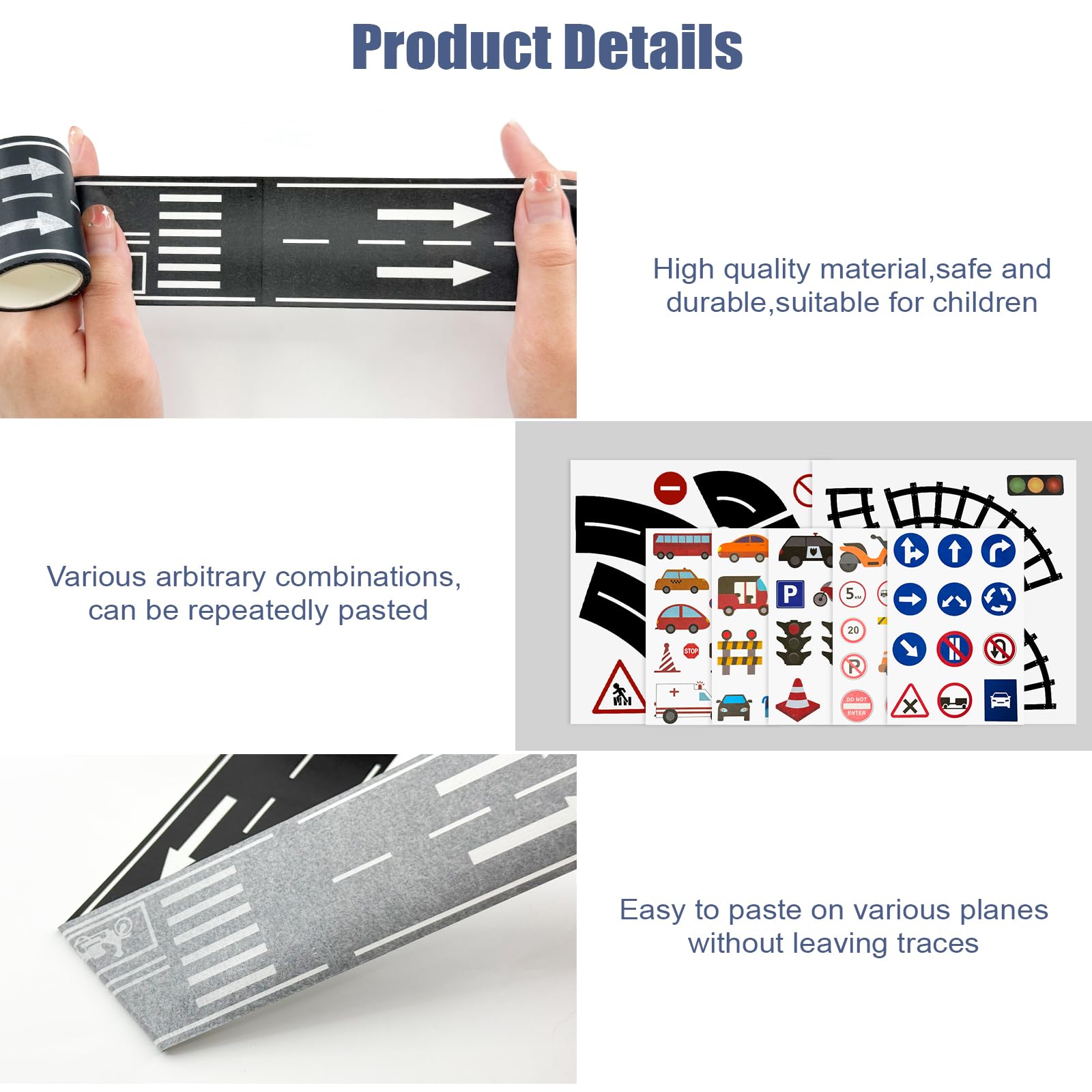 12 Pieces Road Tape DIY Traffic Sign Set,Road Tape for Toy Cars,Easy to Apply and Remove,Durable Removable Train Track Tape for Kids to Develop Children'S Imagination,Traffic Sign Stickers - Image 3