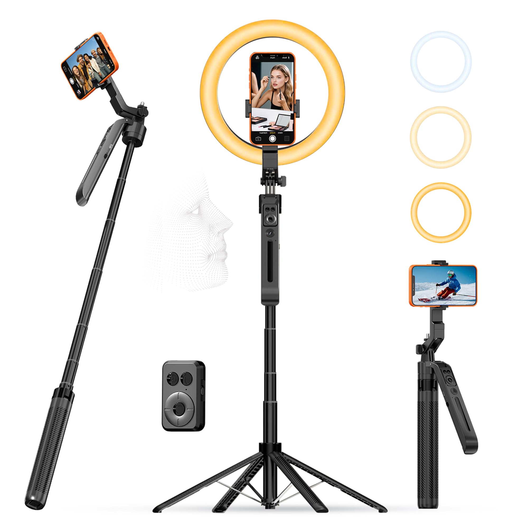 Photo 1 of 10" Ring Light with 71" Phone Tripod Stand Auto Face Tracking, Vlogging Kit for iPhone Tripod with Remote, Dimmable LED Circle Round Light for TikTok/Makeup/YouTube/Live Steaming