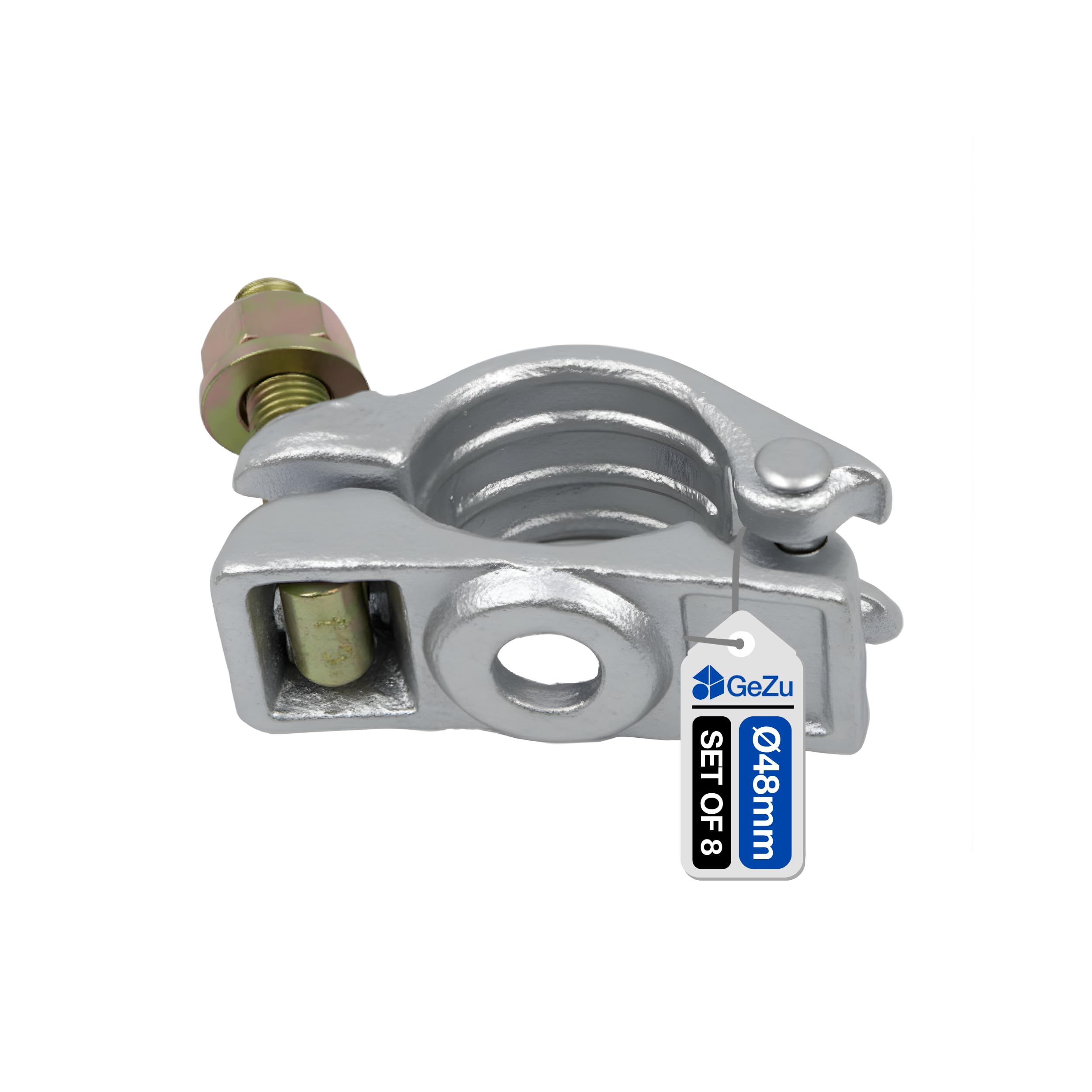 GeZu Impex Half Coupler 48 x 48 mm Electroplated Set of 8 Clamp for Scaffolding Steel Pipe Construction Tubes Coupling