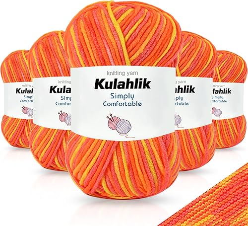 Hilo acrílico de 8.82 oz (5 x 1.76 oz) para tejer, hilo de hilo degradado colorido, 5 rollos de madejas, perfecto para cualquier proyecto de