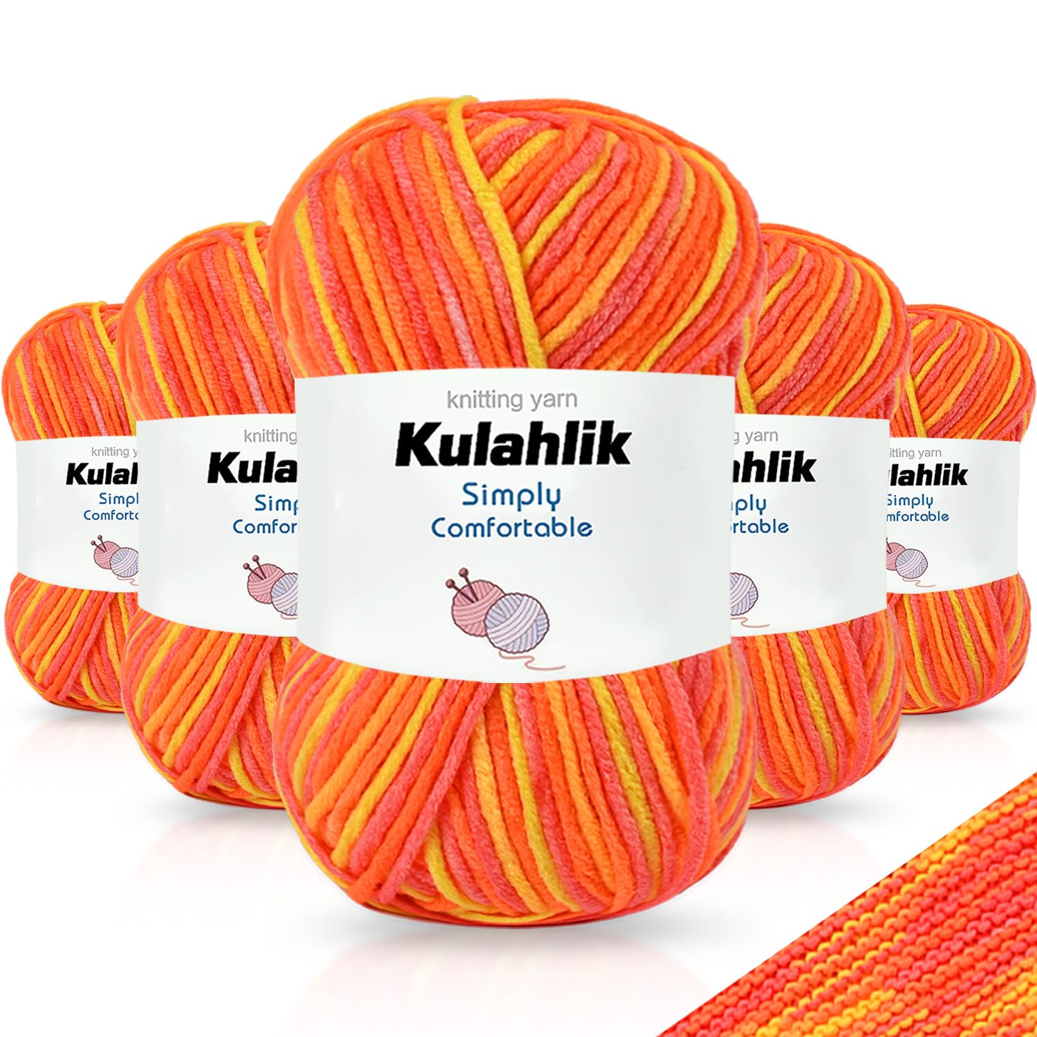 250g(5x50g) Acrylic Yarn for Crochet/Knitting, Colorful Gradient Yarn Thread, 5 Rolls Skeins, Perfect for Any Knitting Crochet and Crafts Mini Project — view 33