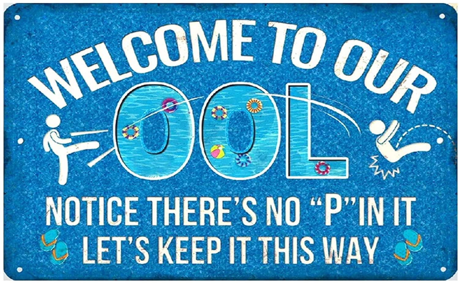 Welcome to Our Swimming Pool Swimming Metal Tin Sign Swimming Decorative Aluminum Sign Swimming Pool Sign 12x8inch Summer Swimming Pool Beach Garden Tin Sign