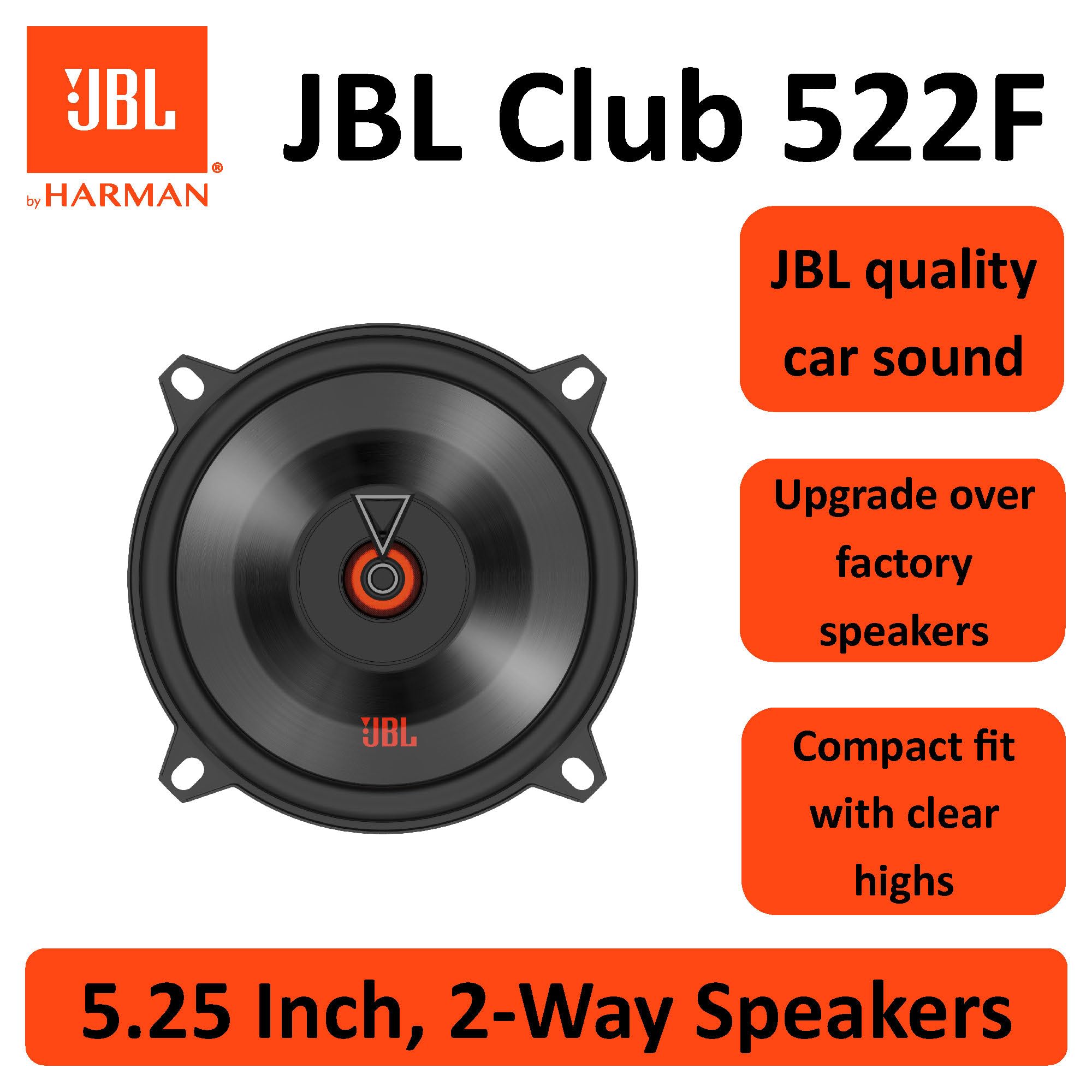 JBL Club 522f 13 cm 2-drożny uniwersalny głośnik samochodowy 135 watów