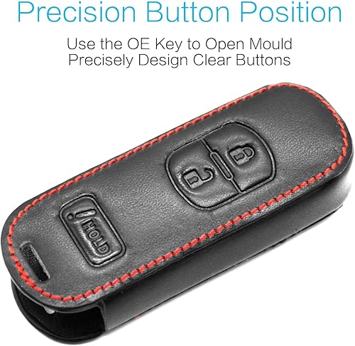 Miniatura 2 de MECHCOS Compatible con Mazda 3, 6, CX-5, 9, 3 botones, de cuero, sin llave, control remoto, funda para llavero, bolsa, chaqueta, funda protectora