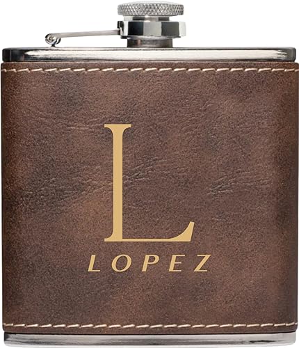 Miniatura 6 de Personalized Flask For Wedding Gift. Customized Flask Gift Set. Engraved Leatherette Flask With Optional Gift Box For Groomsmen Gifts. Engraved