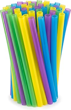 120 Ct Wide Mouth Jumbo Disposable Smoothie Straws, 9.06 Inch Extra Wide Drinking Straws, 0.39 Inch Diameter 9.94MM, Assorted Color Plastic Straws for Smoothies, Milkshakes, Boba Tea & Frozen Drinks