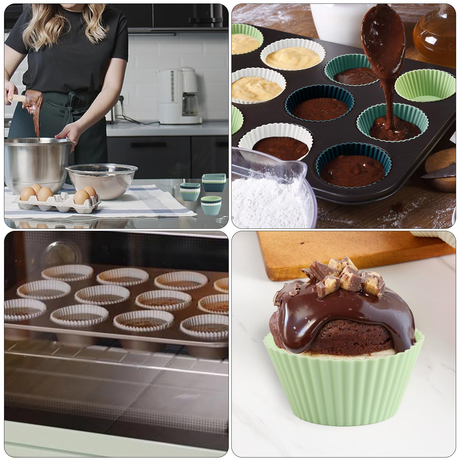 27 prostokątnych, kwadratowych i okrągłych silikonowych form do muffinek, babeczek, budyniu i pieczenia - wielokrotnego użytku formy do pieczenia