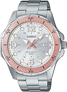 ساعة ستاندارت بمينا رمادية وسوار من الستانلس ستيل للرجال كاسيو - MTD-100D-7A1VDF انالوج بعقارب فضي