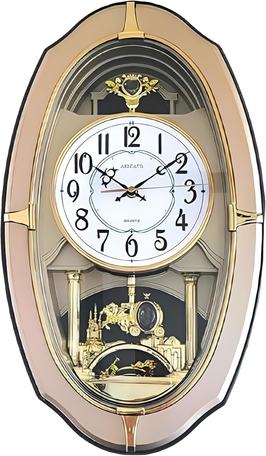 ICE Armor 20.5" H Golden Color and Beige Elegant Decorative Wall Clock Decorative Wall Timepiece Adds Timeless Charm to Any Room Unique Gift Idea