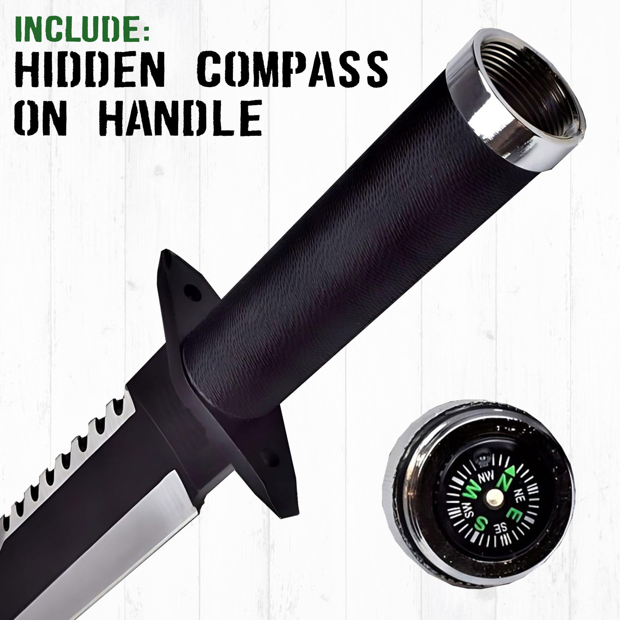 Swords and more Rambo First Blood Part 2 Messer, Bowiemesser mit Lederscheide, 40,5 cm, Edelstahl, Outdoor Messer, taktisches Messer & Survival Messer für Rambo-Fans