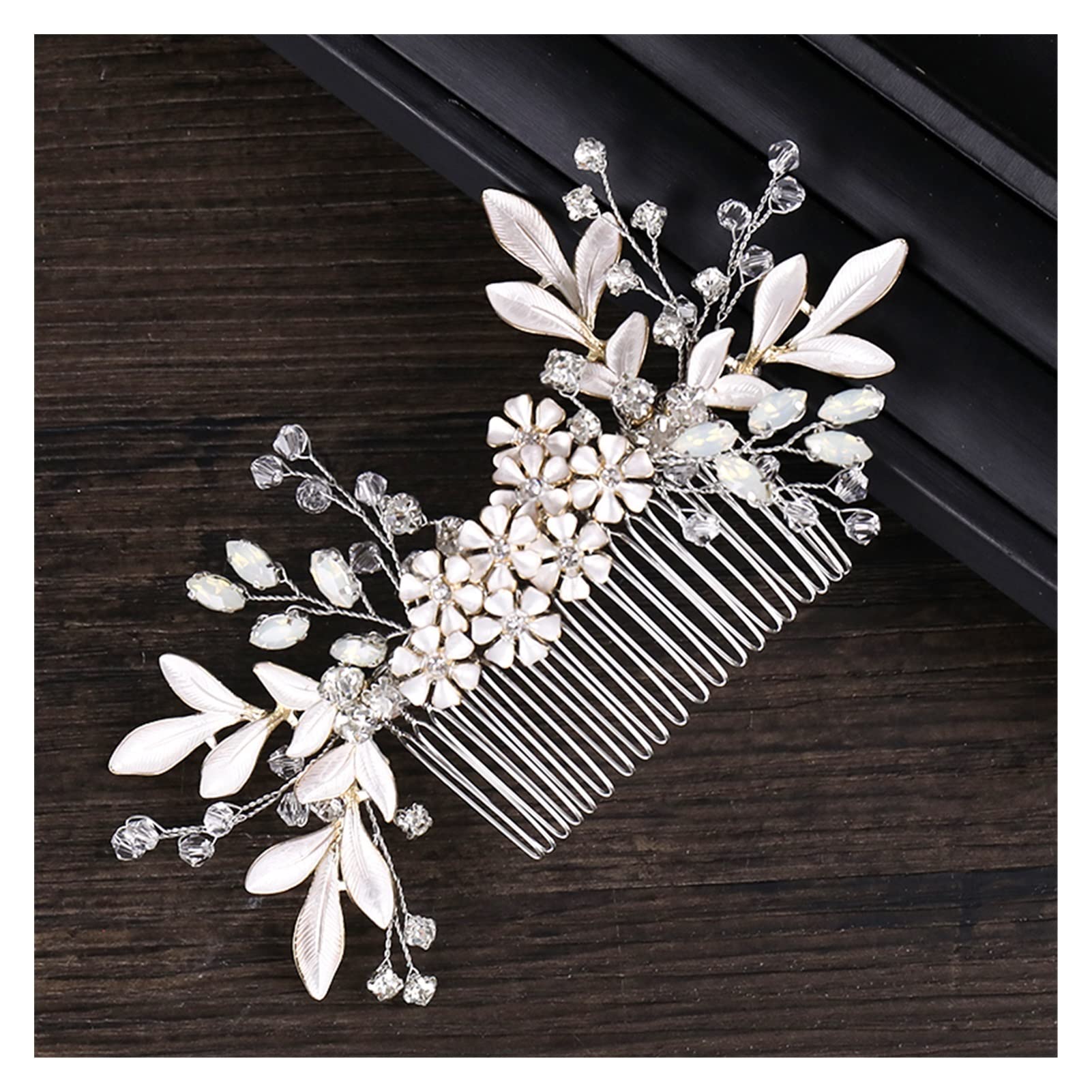 Damen Haarkämme Blumenblatt Hochzeit Accessoires for Frauen Strass Hochzeitshaar Kamm Kamm