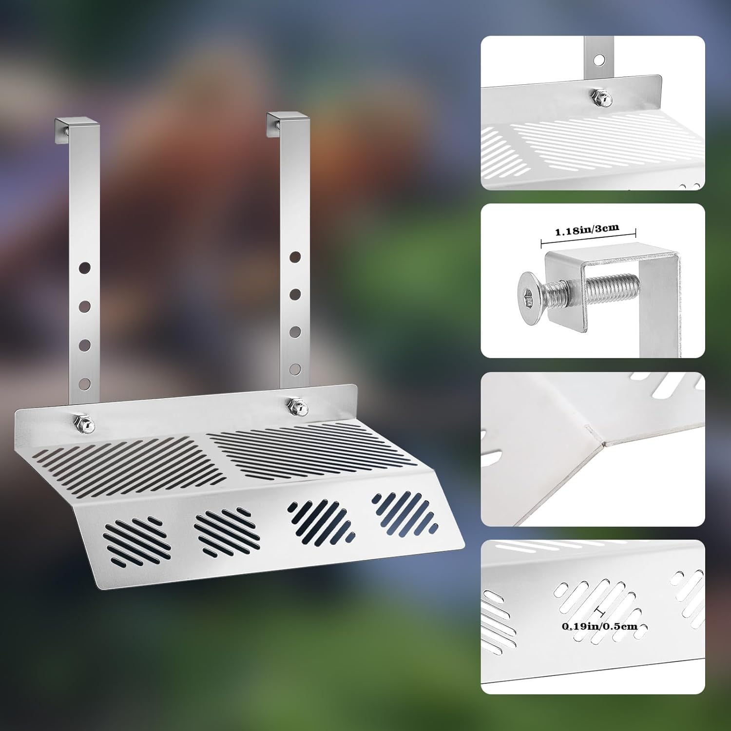 Turtle Tank Accessories, Height Adjustable Stainless Steel Hanging Basking Platform with Ramp, Tortoise Habitat Accessories, Turtle Basking Platform, Tortoise Climbing Ramp