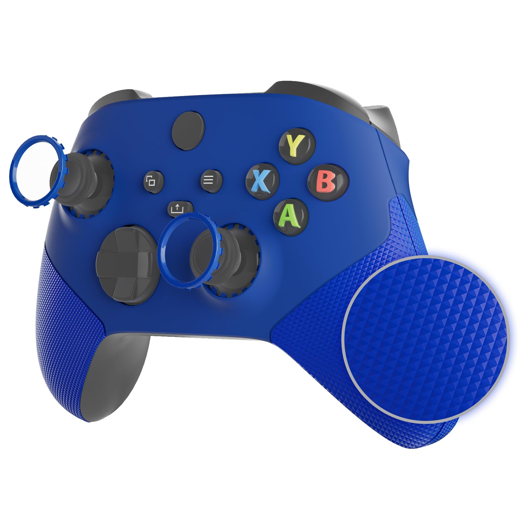 eXtremeRate ASR Case & Griffteile Hülle für Xbox Series X/S, DIY-Ersatz Front Hülle Gummiert Grips Gehäuse Skin Faceplate Zubehör für Xbox Core Controller Model 1914(Azurblau)-KEIN Controller
