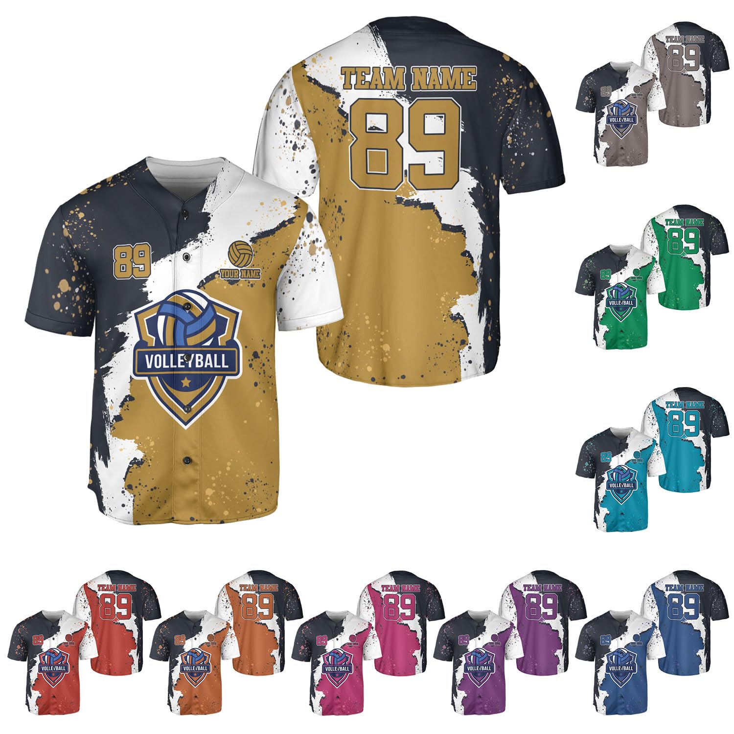 MAPrints Personalized Volleyball Baseball Jersey, Sport Volleyball 3D Jersey for Men & Women, Gifts for Volleyball Player (US, Alpha, Small, 5X-Large, Regular, Regular, VLB 6)