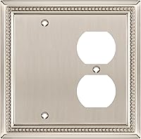 Vista 50 de Henne Bery Sunken Pearls - Placa de pared decorativa resistente para interruptor, cubierta para tomacorrientes (doble dúplex, níquel satinado)