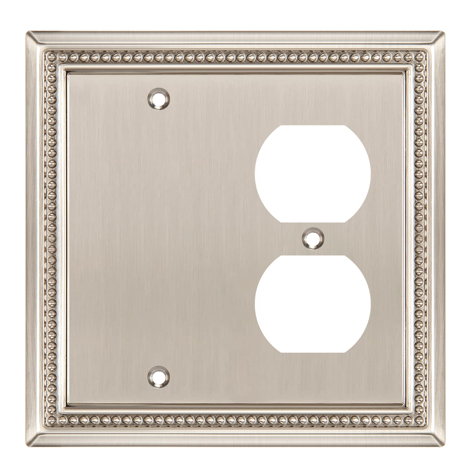 Henne Bery Sunken Pearls Heavy Duty Decorative Wall Plate Switch Plate Outlet Cover (Blank/Duplex, Satin Nickel)