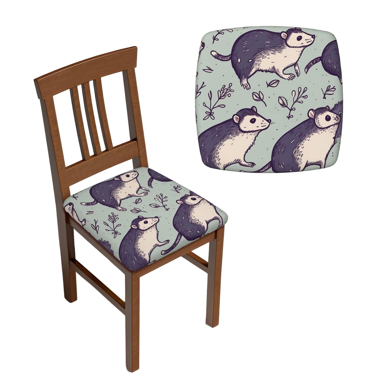 FodPand 2PCS Dining Chair Covers for Dining Room Opossum Chair Seat Cover Stretch Parsons Chair Slipcover Removable Washable Seat Cushion Slipcovers Cover for Kitchen Office