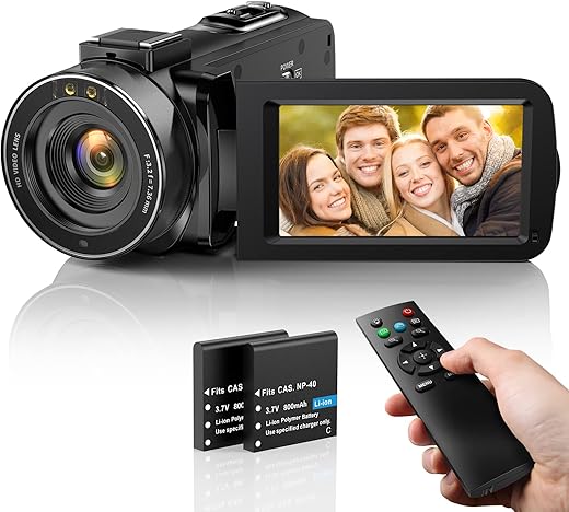 DPFIHRGO Videocamera Digitale FHD 1080P Camcorder 30FPS Vlogging Camera per Youtube 16X...