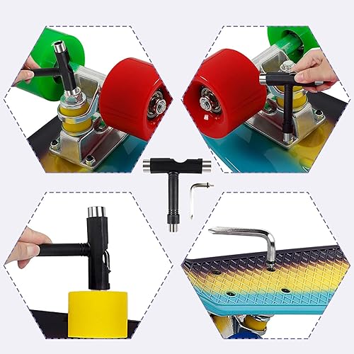 Miniatura 4 de UNI-SUN Cruiser - Mini tabla Cruiser de 22 pulgadas para niños, adolescentes y principiantes