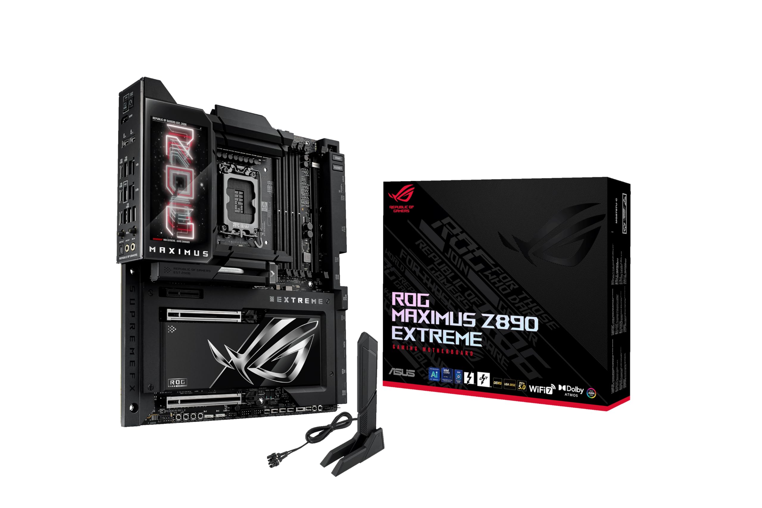 ASUS ROG Maximus Z890 Extreme Gaming Mainboard Sockel Intel LGA 1851 (E-ATX, Advanced AI, DDR5, NitroPath DRAM, WiFi 7, 3X PCIe 5.0 M.2, 1x PCIE 4.0 M.2, 2X Thunderbolt 5, DIMM Flex)