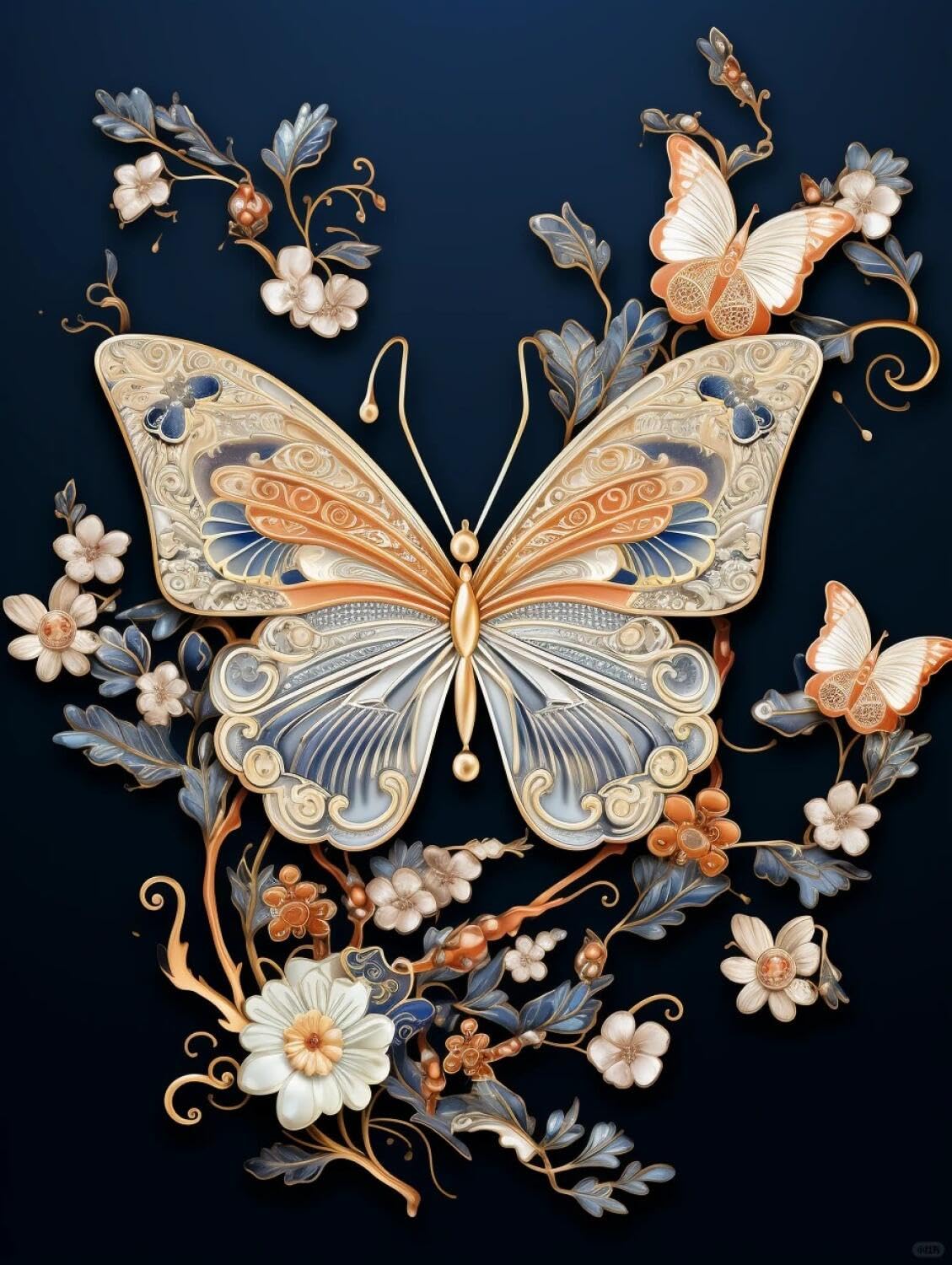 AxiangziK DIY Embroidery Kit Retro Butterfly 11CT 30x40cm