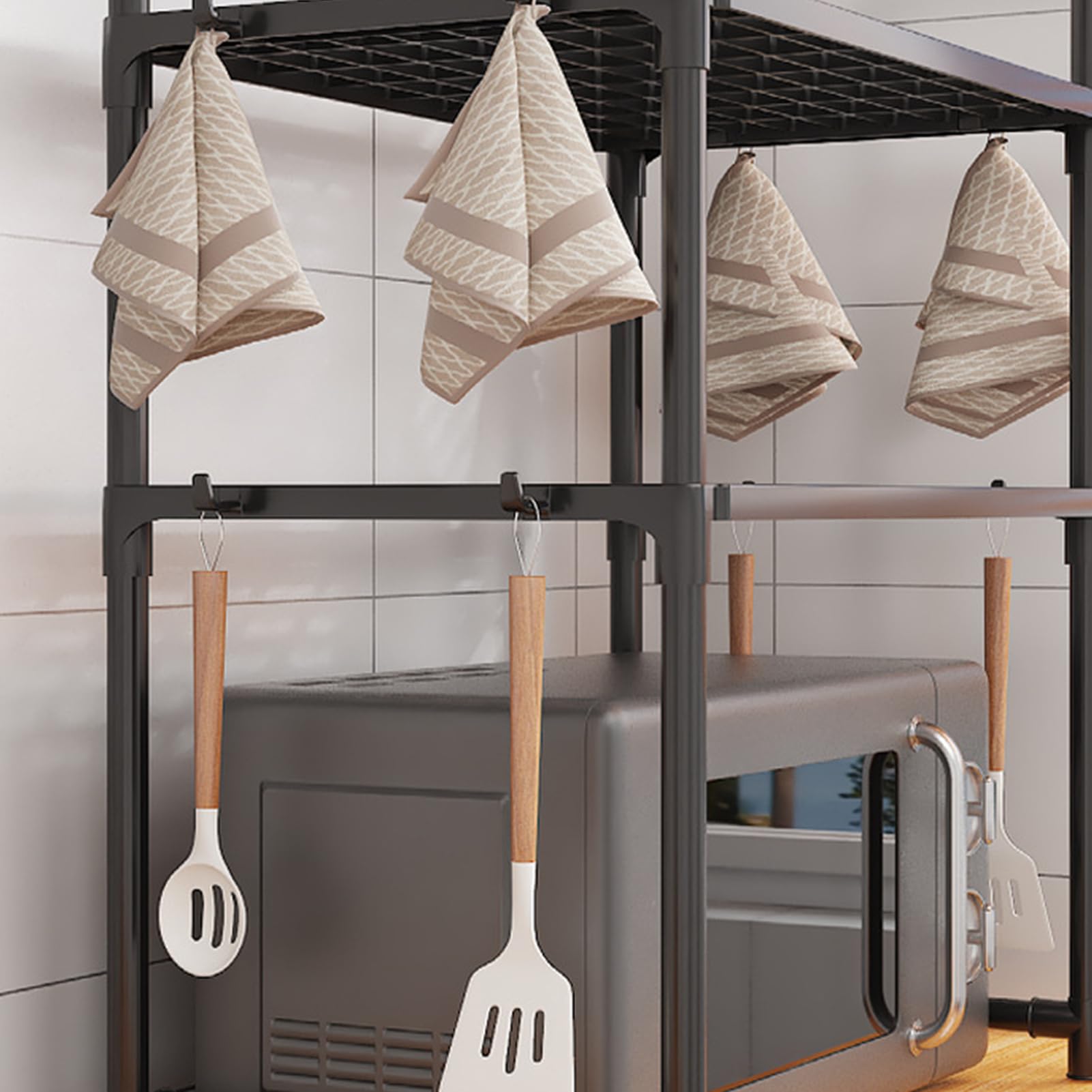 Étagère à rôtir – Support de Rangement réglable avec Crochets | Support pour Machine à Pain à Deux Niveaux pour Une Utilisation Quotidienne dans la Cuisine, Le Garage, la Salle de Bain, Le