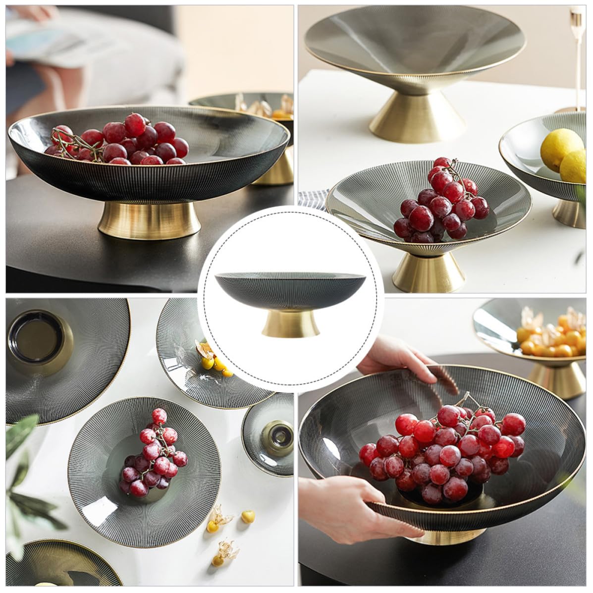 Frutero para Mesa de Vidrio Pie, Elegante para Frutas y Dulces