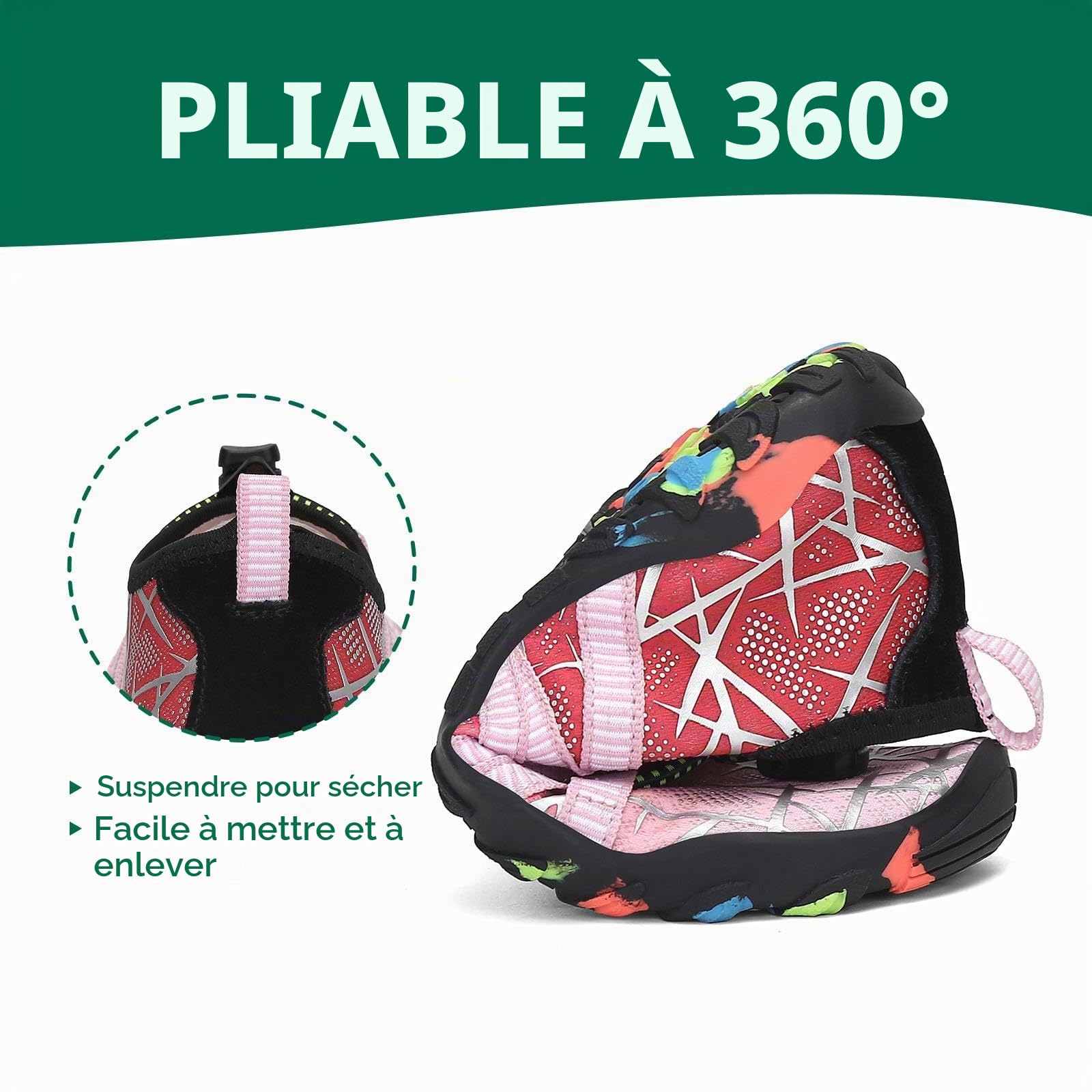 SAGUARO Chaussures Aquatiques Enfant Chaussure d'eau Garçon Fille Chaussures de Plage Respirant Chaussures Piscine Chaussures Mer pour Surf Plongée Nautiques Baignade,GR 24-36 EU