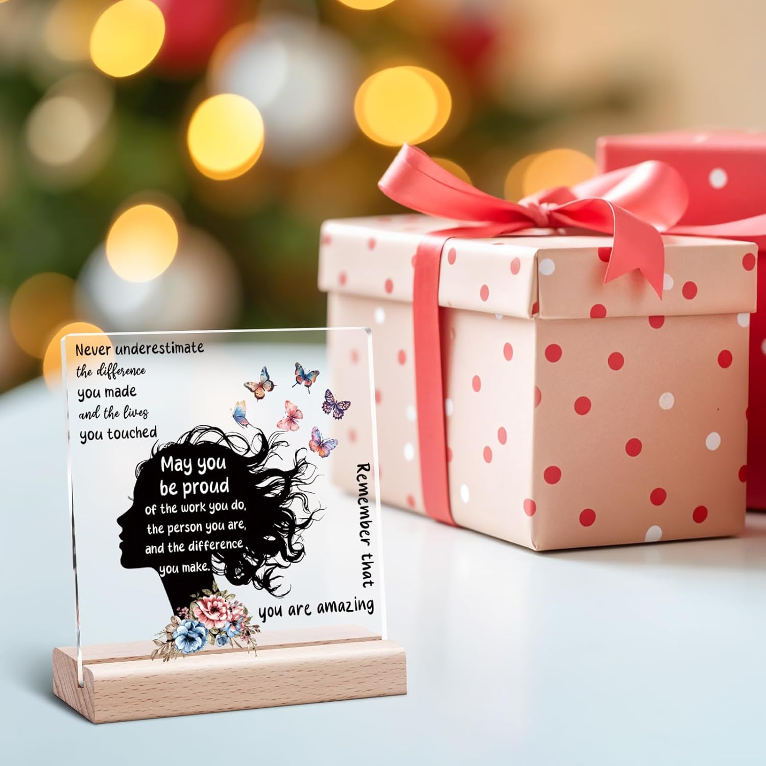 Inspirational Clear Desk Sign for Women Teachers Coworkers Desk Sign for Office Thank You Gifts for Coworkers Employee Friend Motivational Office Home Signs Decor Farewell Retirement Decor Gift - Image 7