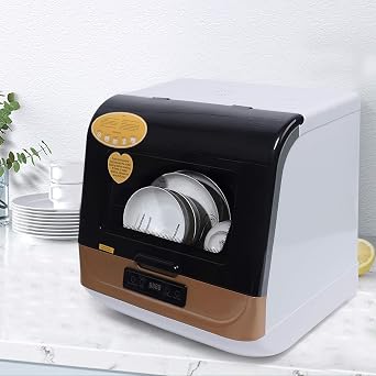 Portable Dishwasher Countertop, Mini Dishwasher with 5L Built-in Water Tank, 4 Programs, Air-Dry Function, Dishwasher for Apartments& RVs