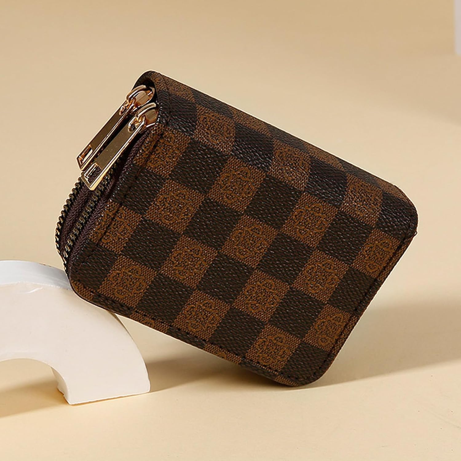 PU Leather Accordion Card Wallet, Double-Layer Zippered Card Holder for Women Men Multi-Slot Large Capacity Card Organizer Compact Travel Wallet with Coin Purse ID Window (Brown2) - Image 5