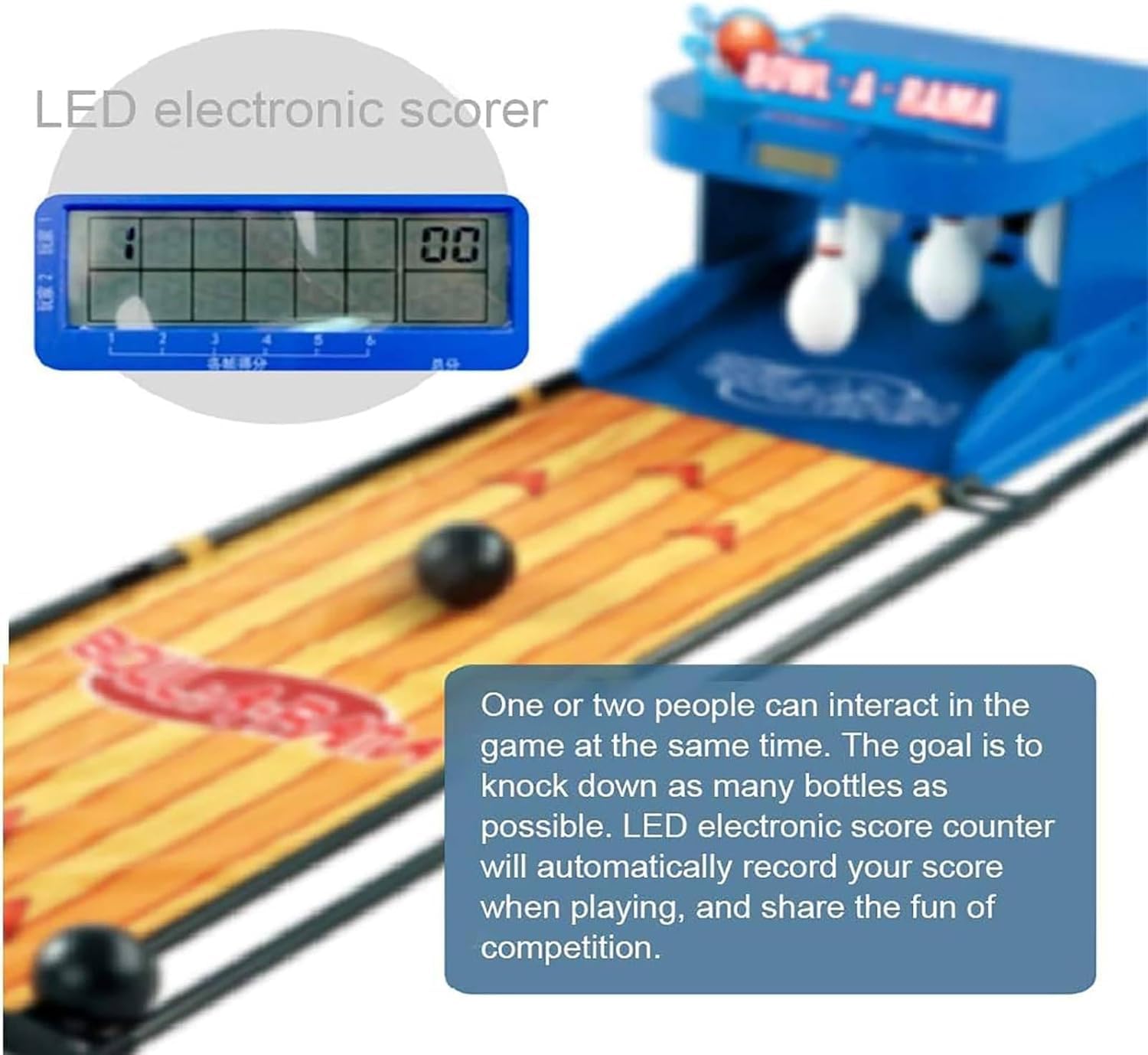 Gioco di Bowling Elettronico, Gioco di Bowling per Interni per Tutta La Famiglia, Pista da Bowling per La Casa, Set da Bowling Pieghevole, per Bambini E Adulti 3.5m