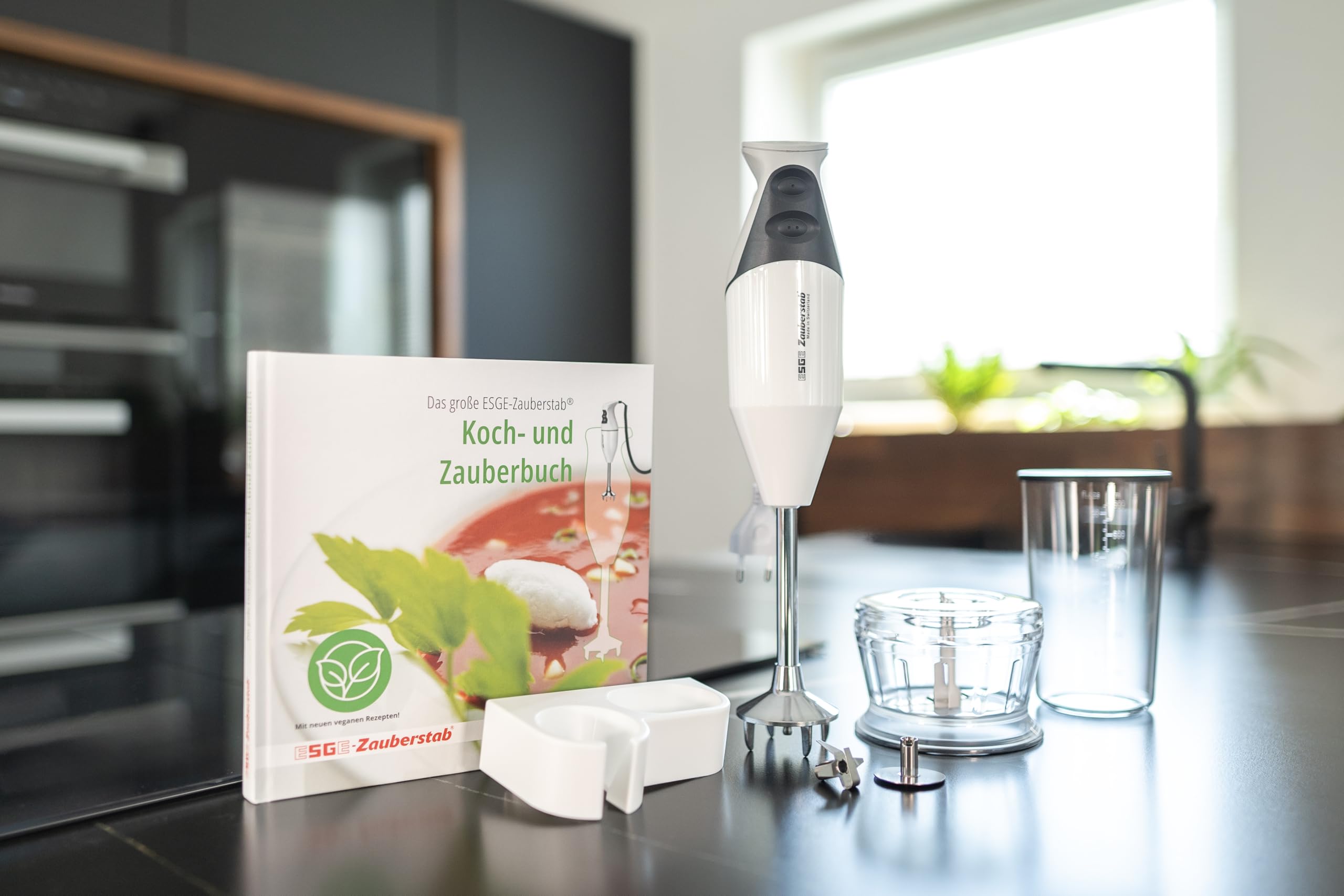 ESGE Zauberstab M 160 G Gourmet 90610 Stabmixer, Pürierstab, 2 Stufen bis 15.000 U/Min, ergonomischer Griff, langlebiger, robuster Motor, inkl. Zubehör, 160W, Made in Switzerland