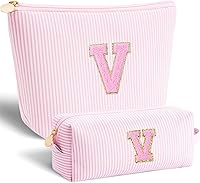 Vista 93 de Bolsa de maquillaje con iniciales personalizadas, bolsa de cosméticos, Lavanda, K