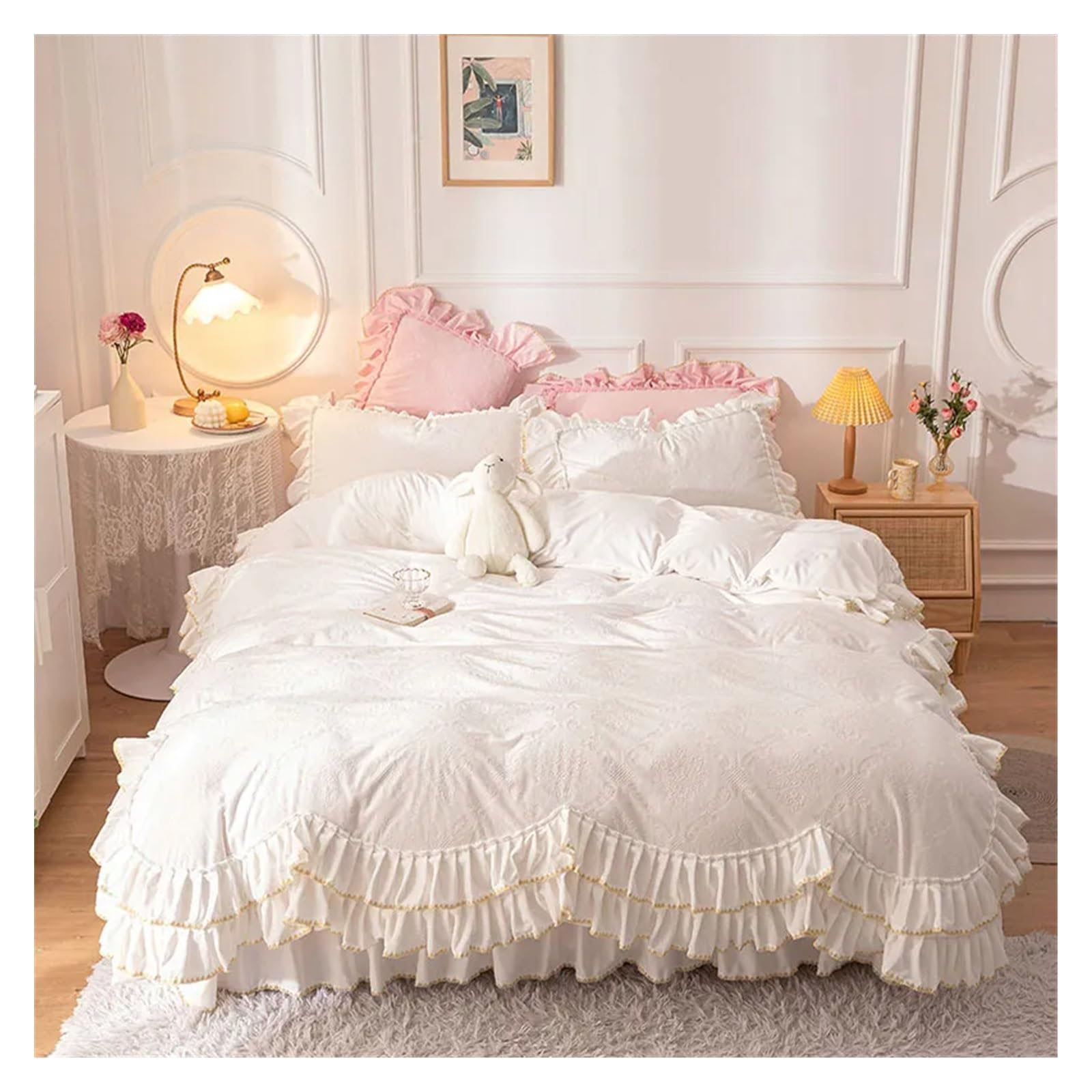 Tissu polaire à volants de qualité supérieure pour literie de prestige