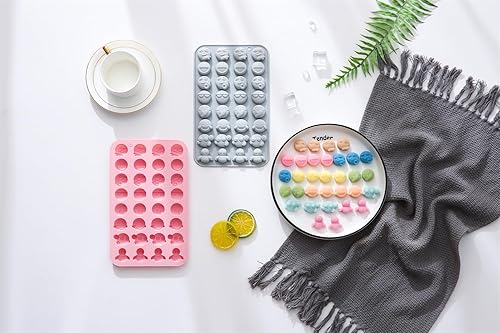 Miniatura 7 de Paquete de 2 moldes de silicona con forma de cara sonriente, 32 cavidades 3D con temática de expresión facial para hornear, bandeja de cubitos de