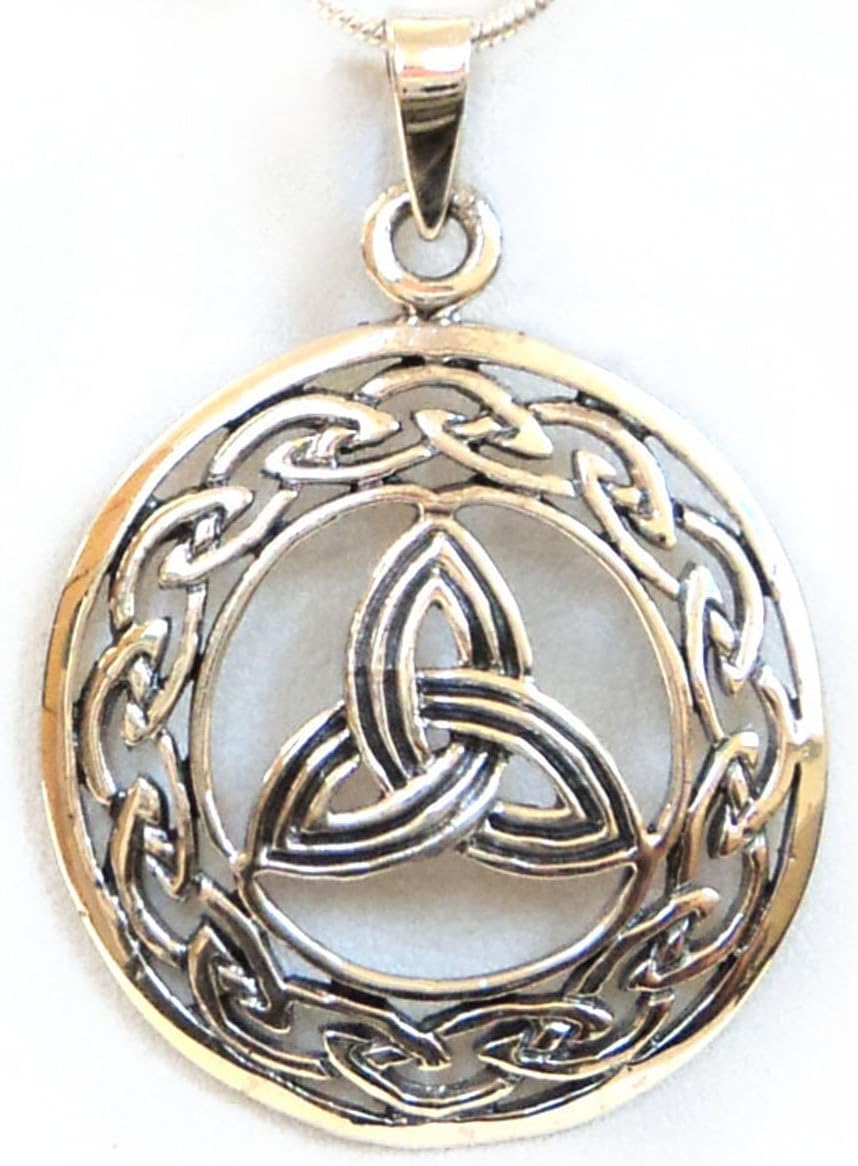 Sterling Silver Celtic Knot Circular Trinity Triquetra Pendant