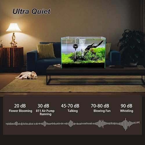 Miniatura 2 de hygger Mini bomba de aire silenciosa para acuario Bomba de aire de oxígeno de 1.5 vatios para pecera de 1 a 15 galones con clip de tubo de aire de