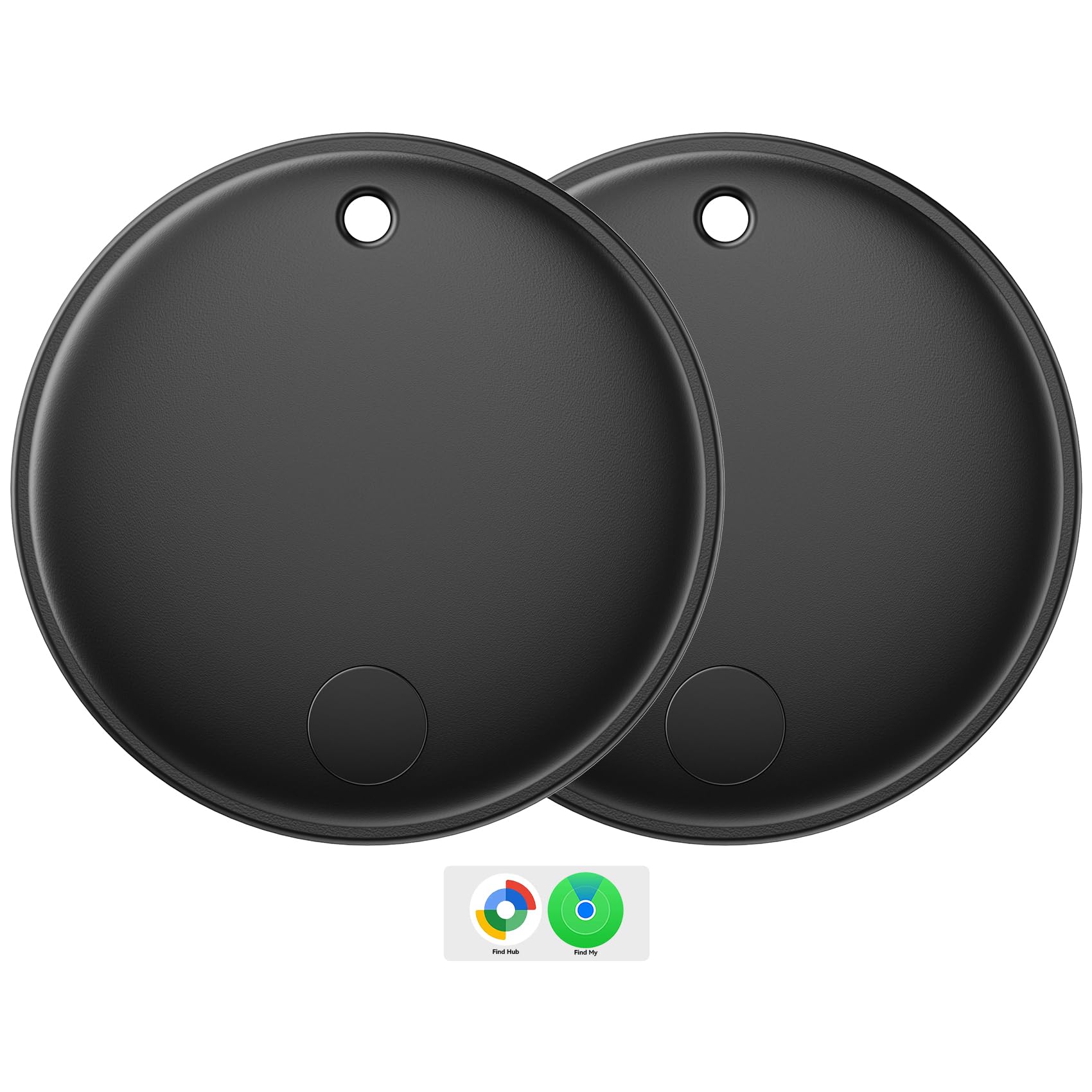 Eelexa Smart Tag Tracker, Dual System(Both iOS&Android) Air Tracker Tag, Compatible with Apple Find My or Google Find Hub Smart Keys Finder Item Locator with Waterproof&Light (Black-2Pack)