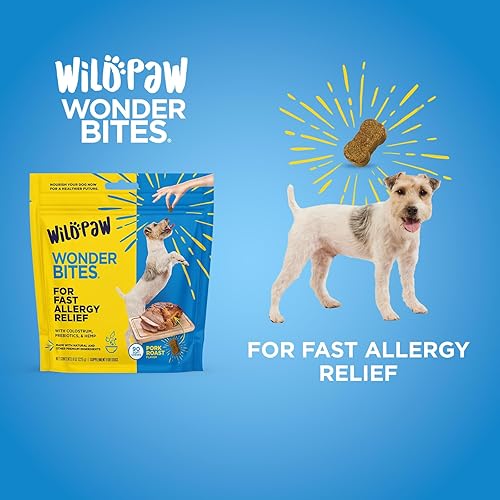 Miniatura 2 de WildPaw WonderBites para un rápido alivio de las alergias, 90 masticables suaves, suplemento natural para perros con picazón en la piel y alergias,