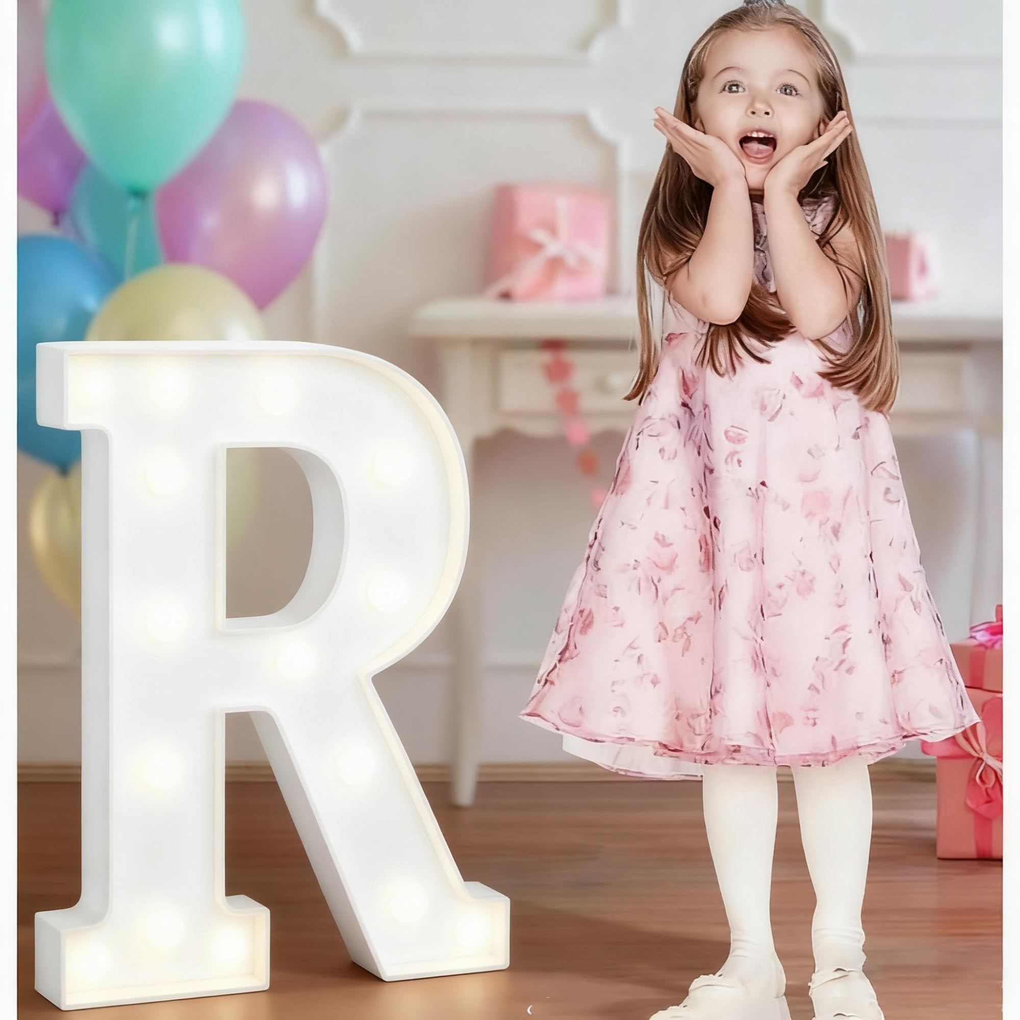4FT Light Up Wedding Letters Large For Party Decor, Marquee Birthday Graduation Baby Shower Decorations, Mosaic Arch Stand Pre-cut Foam Cardboard(R,120cm)