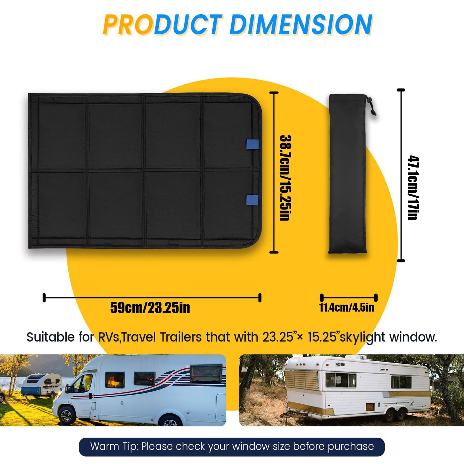 Store pour Fenêtre De Porte De Camping-Car Et Caravane | Protection D'Intimité Magnétique pour Véhicules Récreatifs | Store Occultant Isolant Pliable pour Fenêtre de Camping-Car -,